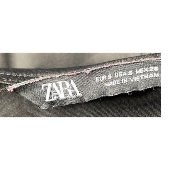 Womens‎ S Zara Black Satin Slip Maxi Dress Spaghetti Strap Side Slit Festival - Picture 4 of 6